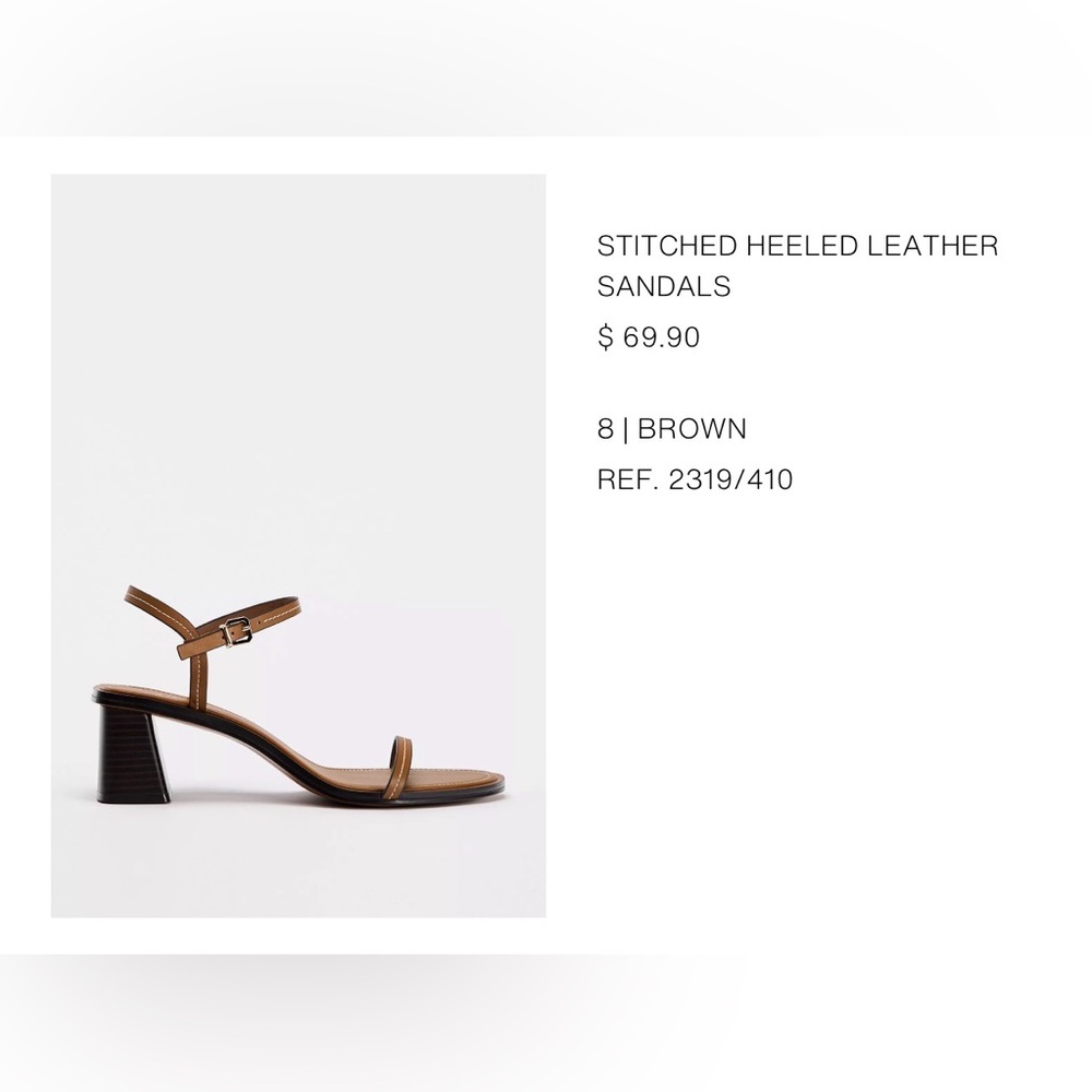 Zara Brown Leather Heeled Sandals